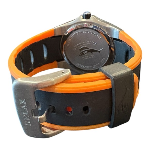 Tommy Bahama sporty watch with rubber band in black/orange. JB5 - Picture 6 of 9